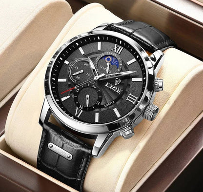 New LIGE Men's Watches Top Brand Luxury Men Wrist Watch Man Leather Quartz Watch Sports Waterproof Male Clock Relogio Masculino - MarvelouStore