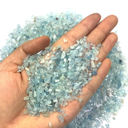 100g 2-4mm Natural Blue Aquamarine Quartz Crystal Stone Rock Chips Specimen Natural Stones and Minerals Healing Crystals