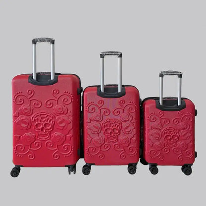 Carrylove 20"24"28" Inch Large Expandable Skull Suitcase 3 Pieces Trolley Case Rolling Luggage Bag Set