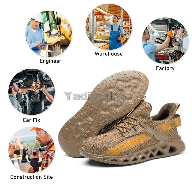 Steel Toe Safety Shoes for Men Women Lightweight Work Sneakers Puncture Proof Work Shoes Unisex Coustruction Safety Work Boots