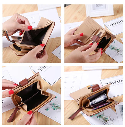 Fashion Women's Purse Short Zipper Wallet Women Leather 2024 Luxury Brand Small Women Wallets Clutch Bag With Hollow Out Leaves