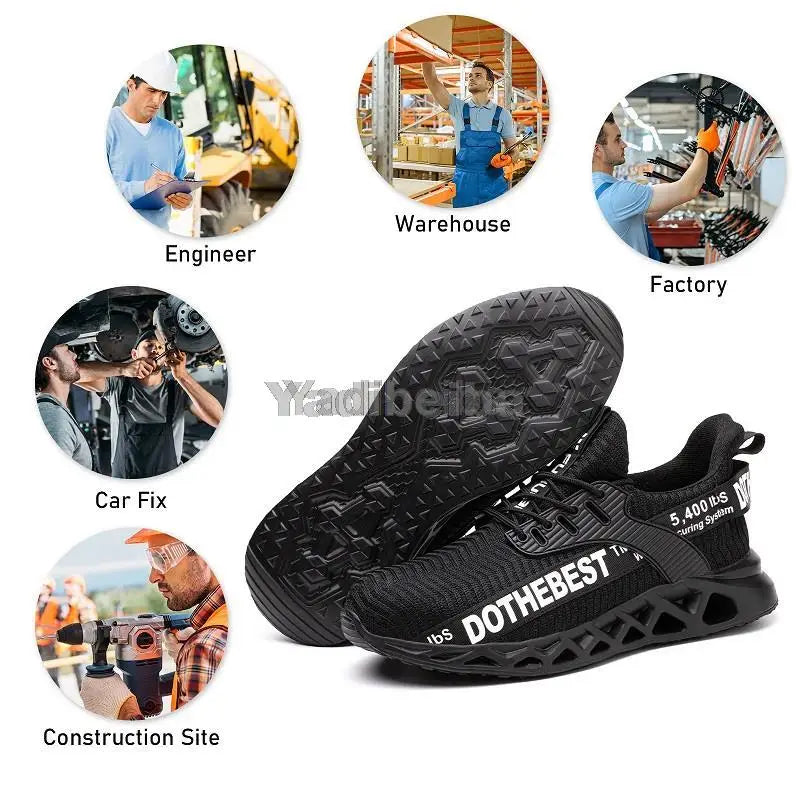 Steel Toe Safety Shoes for Men Women Lightweight Work Sneakers Puncture Proof Work Shoes Unisex Coustruction Safety Work Boots