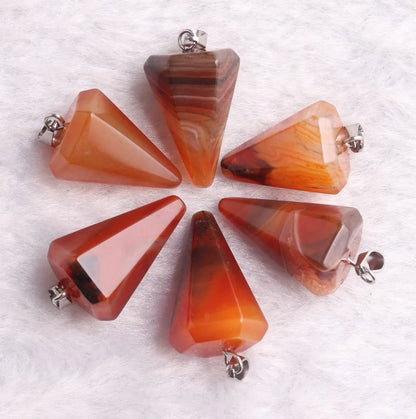 Carnelian Crystal Pendants Natural Stone Red Agates Pillar Necklace Pendants Healing Bullet Pendulum Decor Craft Jewelry Making