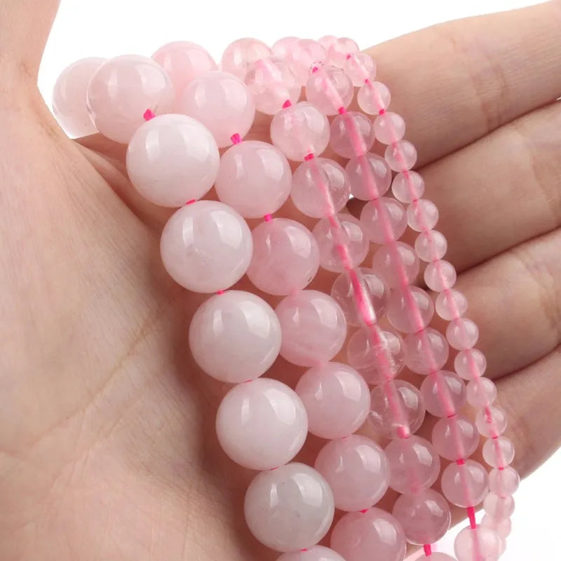 25 Style Natural Stone Beads Pink Rose Quartz Crystal Round Beads for Jewelry Making Diy Bracelet Accessories 15'' 4 6 8 10 12mm