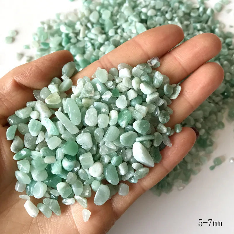 100g 5-7mm Natural Dong ling Jade Gravel Crystal Stone Rock Healing Gemstone Green Aventurine for Fish Tank Home Decor