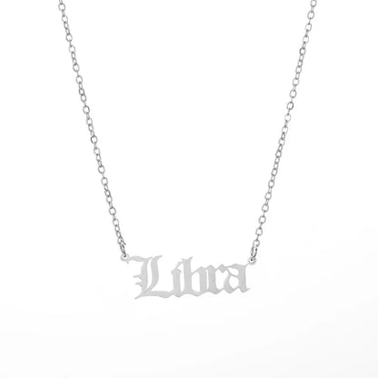 lucky Zodiac Sign Necklace For Women Gold Color Stainless Steel Necklaces Aquarius Pisces Aries Taurus Letter Collier