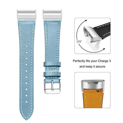 Replacement Fitbit Charge 3 Bands Leather Straps Band Interchangeable Smart Fitness Watch Bands With Stainless Frame for Charge3 - MarvelouStore