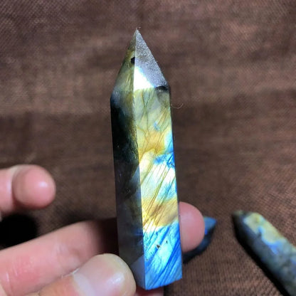 Natural Labradorite Quartz Hexagonal Prisms Obelisk Crystal Column Wand Point Healing Treatment Stone Gifts