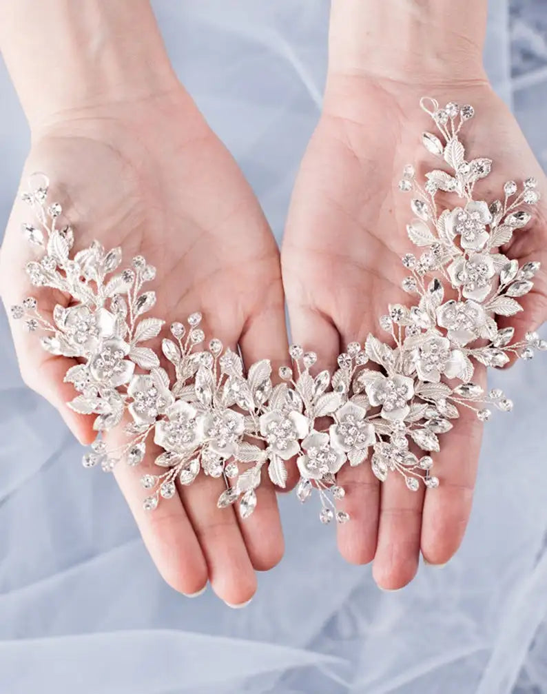 Flower Headband Wedding Hair Accessories Rhinestone Flower Bridal Tiara Headband Hair Comb Hairpins Wedding Hair Jewelry