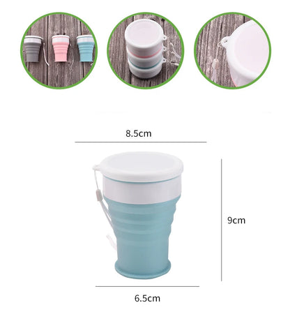 200Ml Silicone Folding Glass Camping Travel Mug Portable Telescopic Coffee Cup Outdoor Water Cup Folding Water Bottle Drinkware