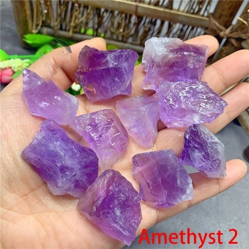 Natural Crystal Stones Rose Quartz Amethyst Fluorite Irregular Shape Mineral Rock Reiki Healing Stone Specimen Home Decor