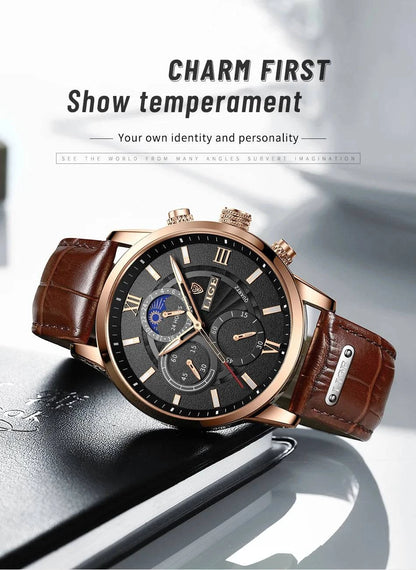 New LIGE Men's Watches Top Brand Luxury Men Wrist Watch Man Leather Quartz Watch Sports Waterproof Male Clock Relogio Masculino - MarvelouStore