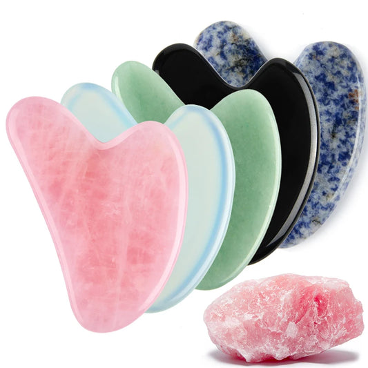 Natural Stone Jade Gouache Scraper Rose Quartz Facial Gua Sha Tools Neck Massager for Face Lifting Wrinkle Remover Beauty Health