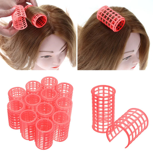 12 Pcs/set Pink Hair Curler Roller Large Grip Clips Curlers Hairdressing DIY Hair Styling Beauty Tools 20mm 26mm 32mm 36mm 40mm