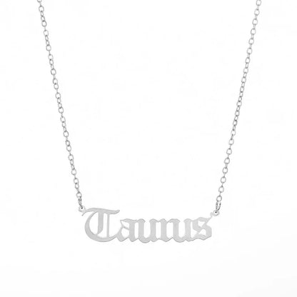 lucky Zodiac Sign Necklace For Women Gold Color Stainless Steel Necklaces Aquarius Pisces Aries Taurus Letter Collier