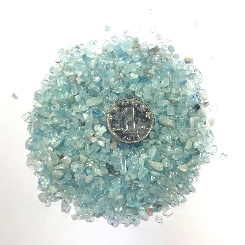 100g 2-4mm Natural Blue Aquamarine Quartz Crystal Stone Rock Chips Specimen Natural Stones and Minerals Healing Crystals