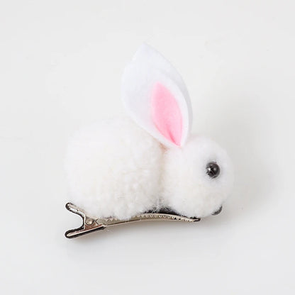 Cute Hair Ball Rabbit Hair Clip Girl Plush Rabbit Ears Hair clip 3D Plush Rabbit Hair Accessories Korea Simple girl headdress