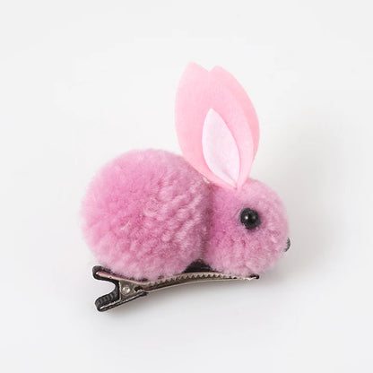 Cute Hair Ball Rabbit Hair Clip Girl Plush Rabbit Ears Hair clip 3D Plush Rabbit Hair Accessories Korea Simple girl headdress