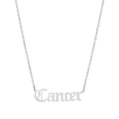 lucky Zodiac Sign Necklace For Women Gold Color Stainless Steel Necklaces Aquarius Pisces Aries Taurus Letter Collier