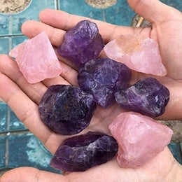 Natural Crystal Stones Rose Quartz Amethyst Fluorite Irregular Shape Mineral Rock Reiki Healing Stone Specimen Home Decor