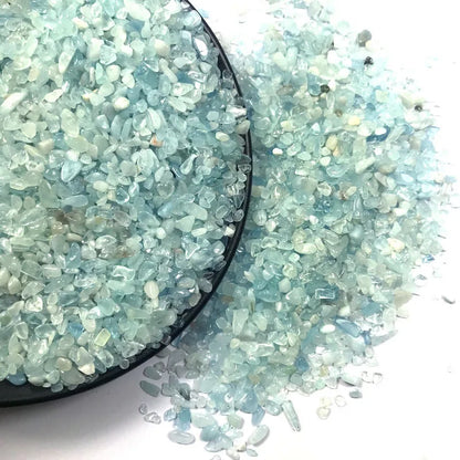 100g 2-4mm Natural Blue Aquamarine Quartz Crystal Stone Rock Chips Specimen Natural Stones and Minerals Healing Crystals