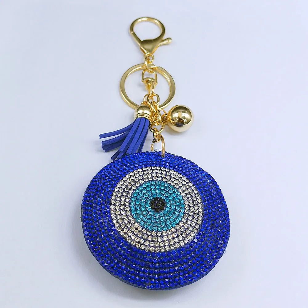 Turkish Eye Keychains Crystal Female Key Ring for Women Keychain Gold Color Blue Turkey Eye Key Chain Jewelry llaveros ojo turco