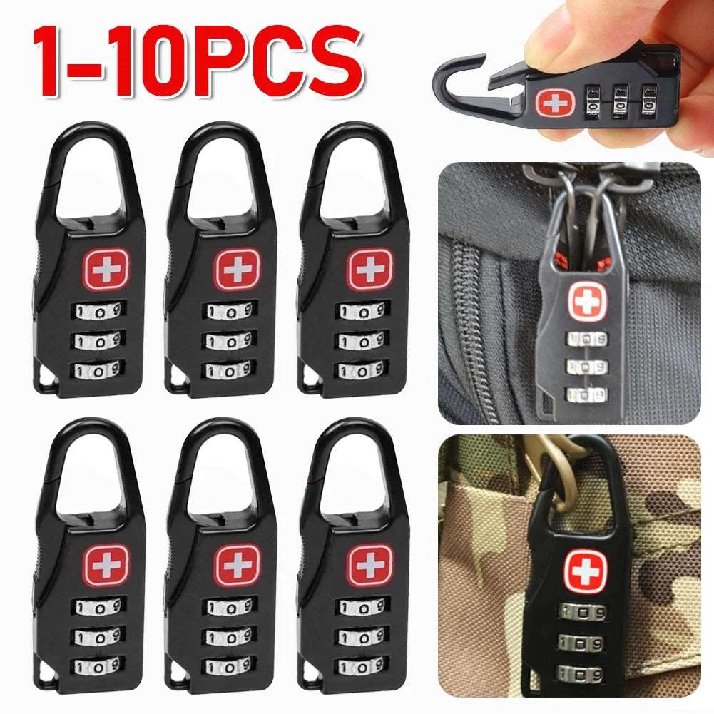 1-10PCS Portable Alloy Lock Padlock Outdoor Travel Luggage Zipper Backpack Handbag Safe Anti-theft Combination Code Number Lock