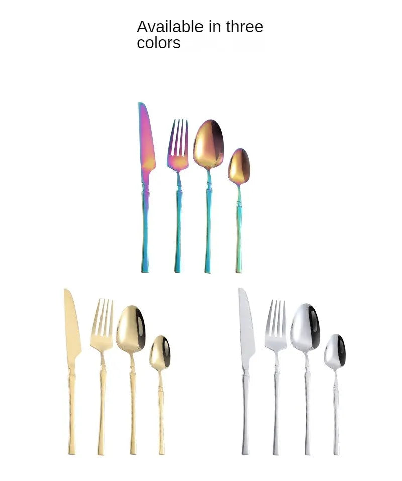 4pcs Cutlery Set Gold Dinnerware Stainless Steel Silverware Knife Fork Spoon Tableware Flatware Set Kitchen Accessories