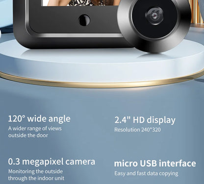 New 2.4 Inch Peephole 120° Smart Digital Door Viewer Camera Security Monitor 240x320 HD Visual Doorbell 300000 Pixels Resolutio