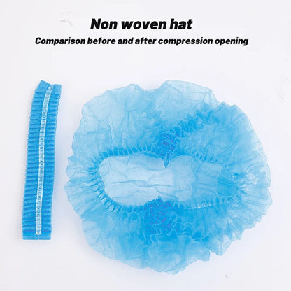 100-50pcs Non Woven Fabric Head Cover Disposable Stretch Net Hair Hat Bouffant Caps Cooking Dust Strip Hat For Kitchen Bathroom