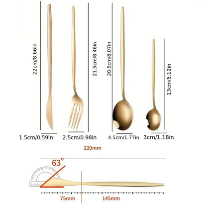 4Pcs Golden Cutlery Set Stainless Steel Knife Fork Spoon Tableware Flatware Set Festival Kitchen Dinnerware Gift