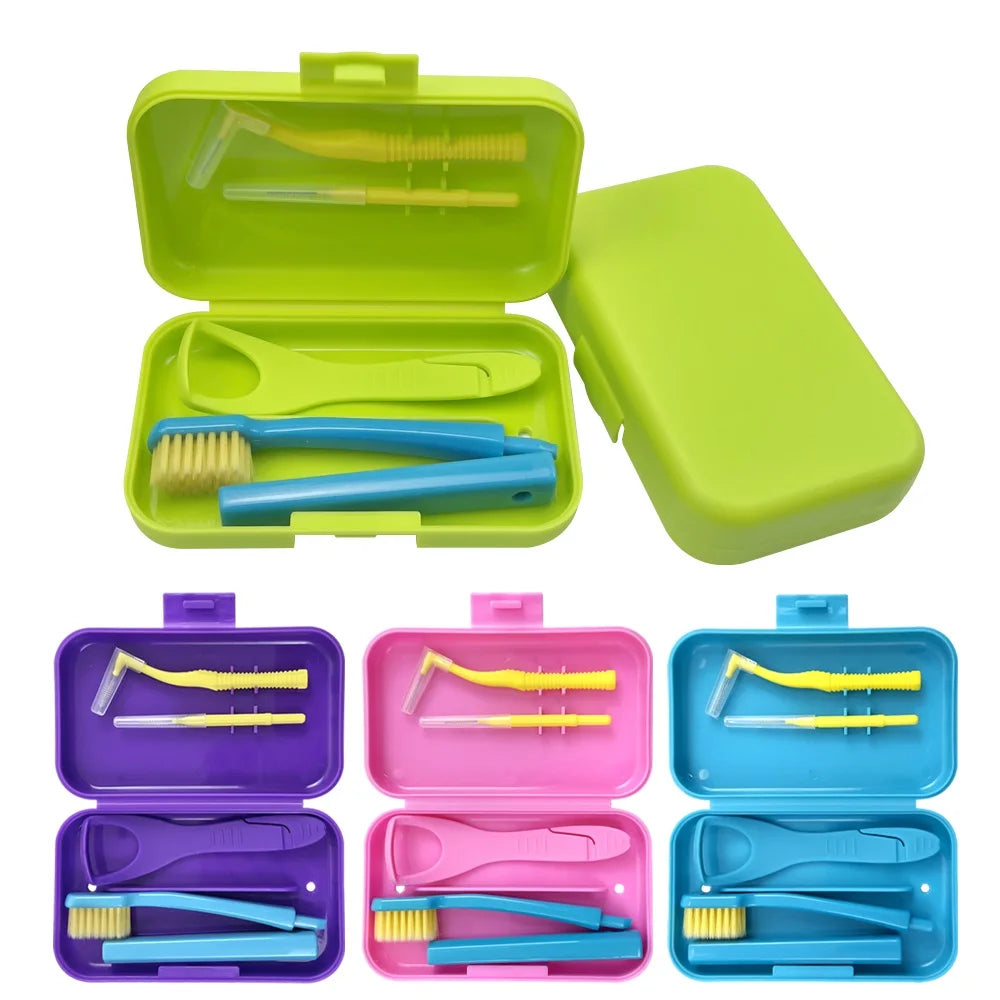 Portable Toothbrush Box Orthodontic Oral Hygiene Tools Kits Interdental Brush Tongue Scraper Travel Toothbrush Teeth Whitening