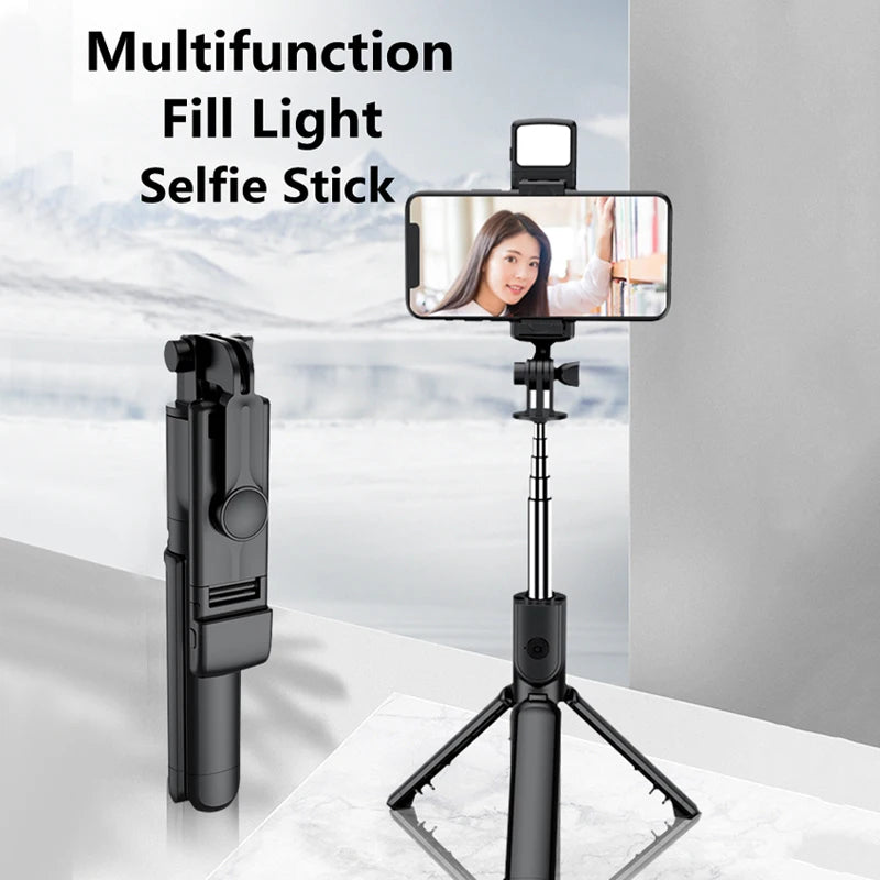 2023 New Wireless Bluetooth Selfie Stick Remote Shutter Tripod with Fill Light 360-Degree Rotation for Live Broadcasting