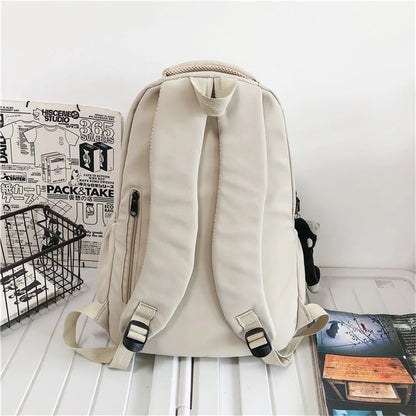 2024 New Solid Color Fashion Lady High Capacity Waterproof College Backpack Trendy Girls Laptop School Bags Girl Travel Book Bag