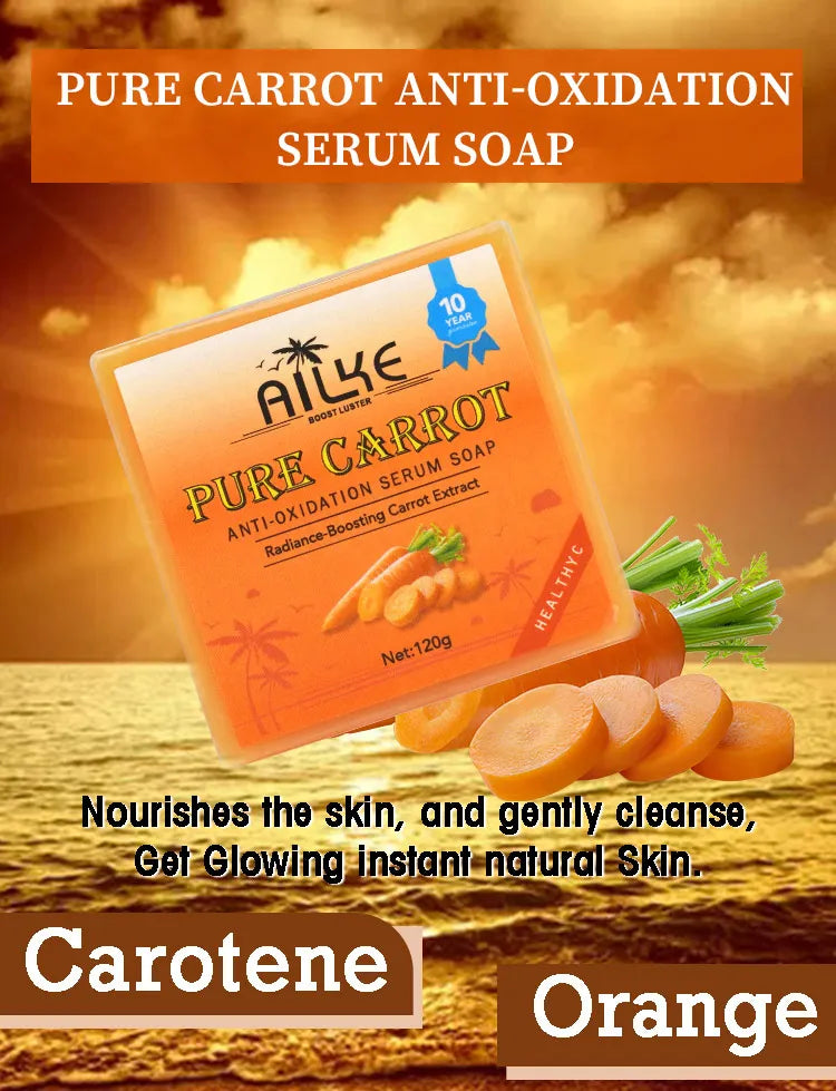 AILKE Pure Carrot Anti-Oxidation Serum Soap, Cleaning Stains, Skin Brightening Soap Bar, With Vitamin C, For Body And Face Use