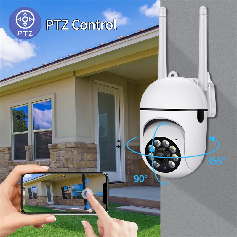 5MP Wifi IP Camera Outdoor 4X Digital Zoom Wireless Security Surveillance Camera AI Human Tracking Two-way Audio Night Color Cam