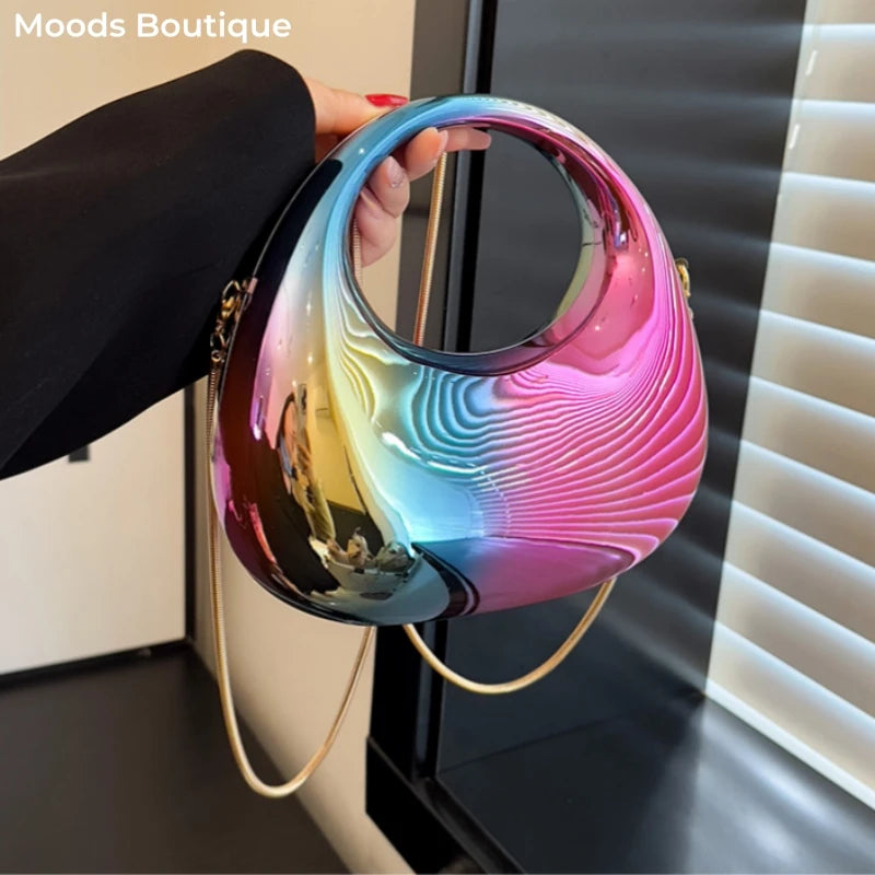 MOODS Evening Clutch Bags For Women 2024 Luxury Designer Purses And Handbags Golden Wedding Dinner Party Round Handle Wrist Bag