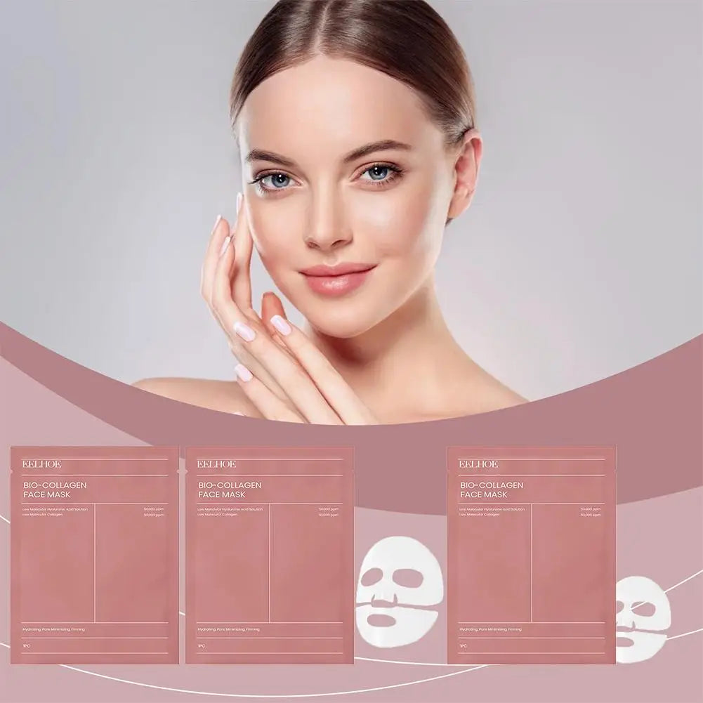 1/5/10PCs Bio Collagen Face Mask Shrink Pores Deep Hydrating Overnight Mask Moisturizing Refreshing Brightening Face Skin Care