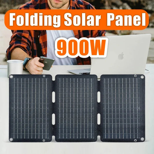 900W Folding -Solar Panel Portable Bag USB Output Solar Charger Outdoor Power Business Trip Hiking Camping Phone Power Generator