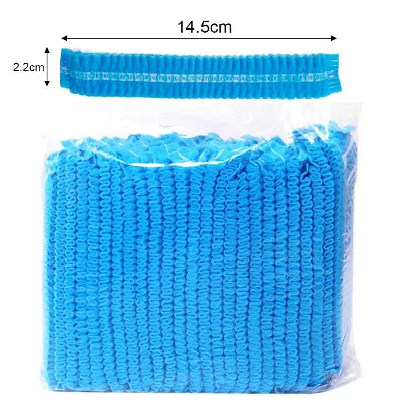 100-50pcs Non Woven Fabric Head Cover Disposable Stretch Net Hair Hat Bouffant Caps Cooking Dust Strip Hat For Kitchen Bathroom