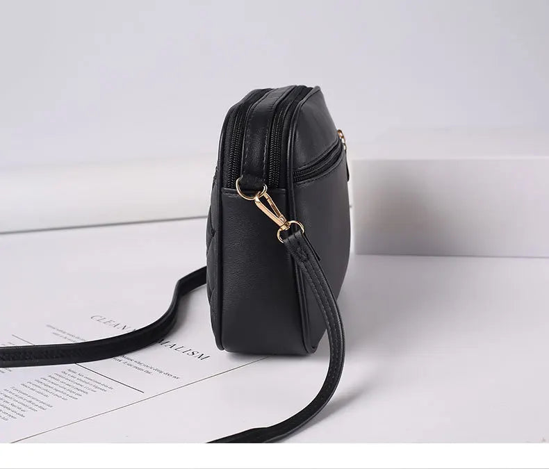 2024 Women's One Shoulder Small Square Handbag New Cross Border Foreign Trade Lingge PU Crossbody Versatile Small Messenger Bag