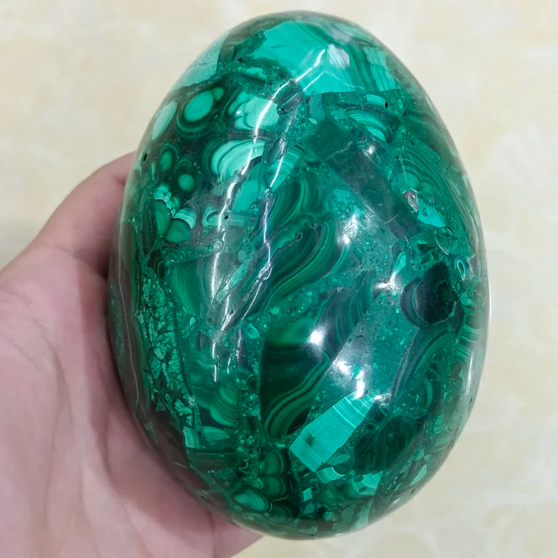 Overweight 100% Natural crystals Malachite Tangling Jade Polished Power Egg Original healing Stone Healing Gemstone home Decor