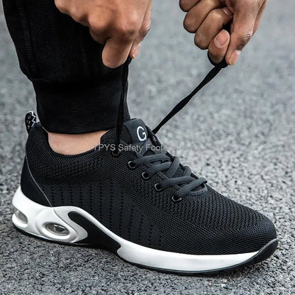 Air Cushion Work Sneakers Breathable Steel Toe Work Shoes Men Women Safety Shoes Anti-puncture Security Protective Shoes Light