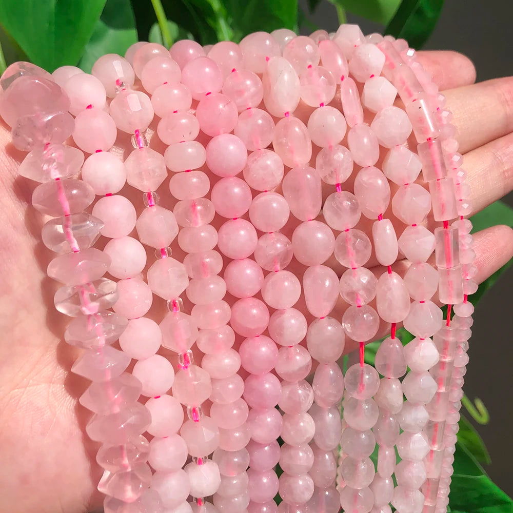 25 Style Natural Stone Beads Pink Rose Quartz Crystal Round Beads for Jewelry Making Diy Bracelet Accessories 15'' 4 6 8 10 12mm