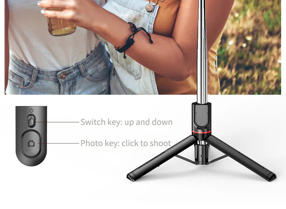 Selfie Stick Tripod with 3 Colors Fill Light Foldable Tripod with Bluetooth Wireless Remote for Xiaomi iPhone Samsung Smartphone