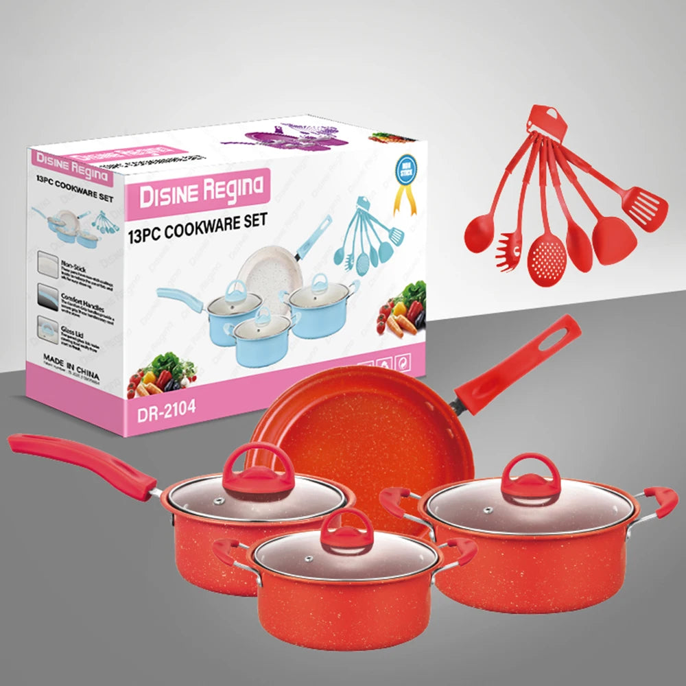 Kitchen Cookware Set 13-Piece Non-Stick Cooking Pots Kitchen Pan Set Kitchenware Gifts for Friends and Family