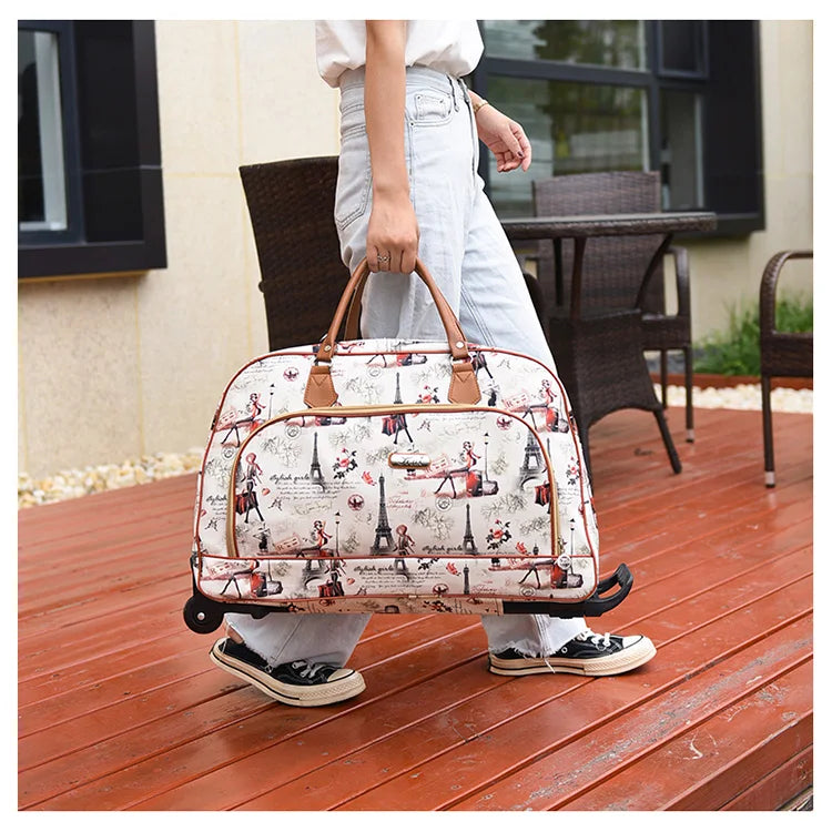 Large Capacity Women Travel Suitcase Trolley Bags Wheeled Bag Oxford Waterproof Rolling Luggage Travel Bag With Wheels