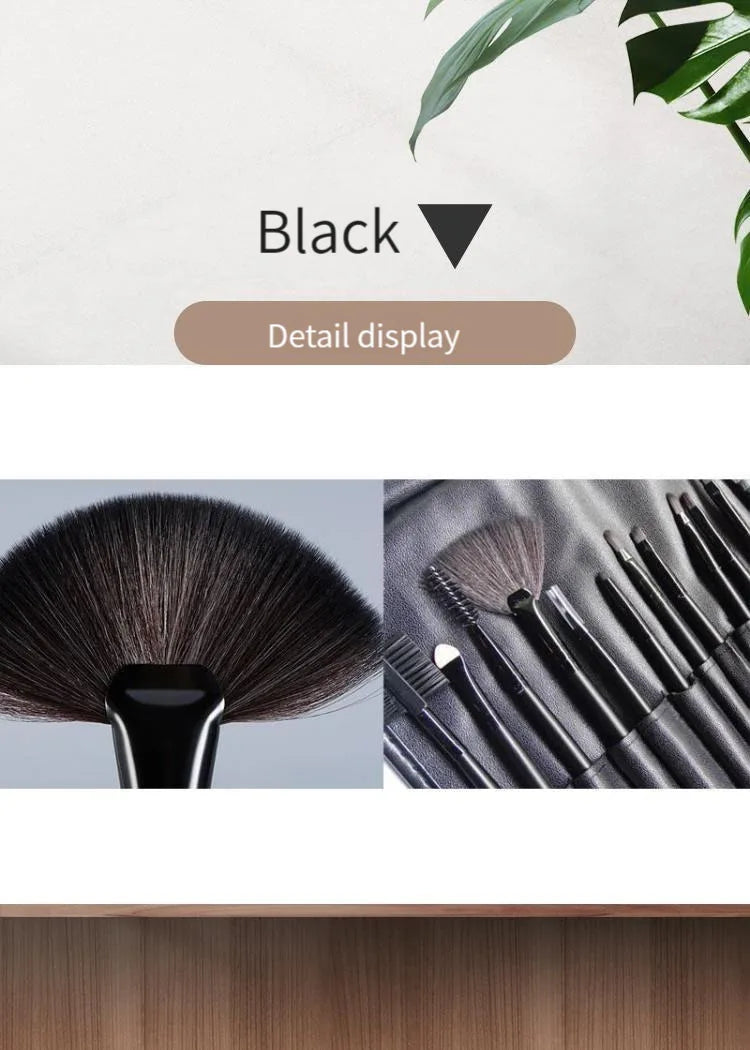 24 Pcs Female Professional Makeup Sets Cosmetics Brushes With Leather Bag Lip Brush Eye Shadow Brush Makeup Tools