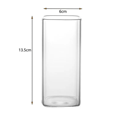 Square Coffee Glass Cup With Lid and Straw Transparent glasses Milk Tea Juice Cups ice Mug For  Drinkware