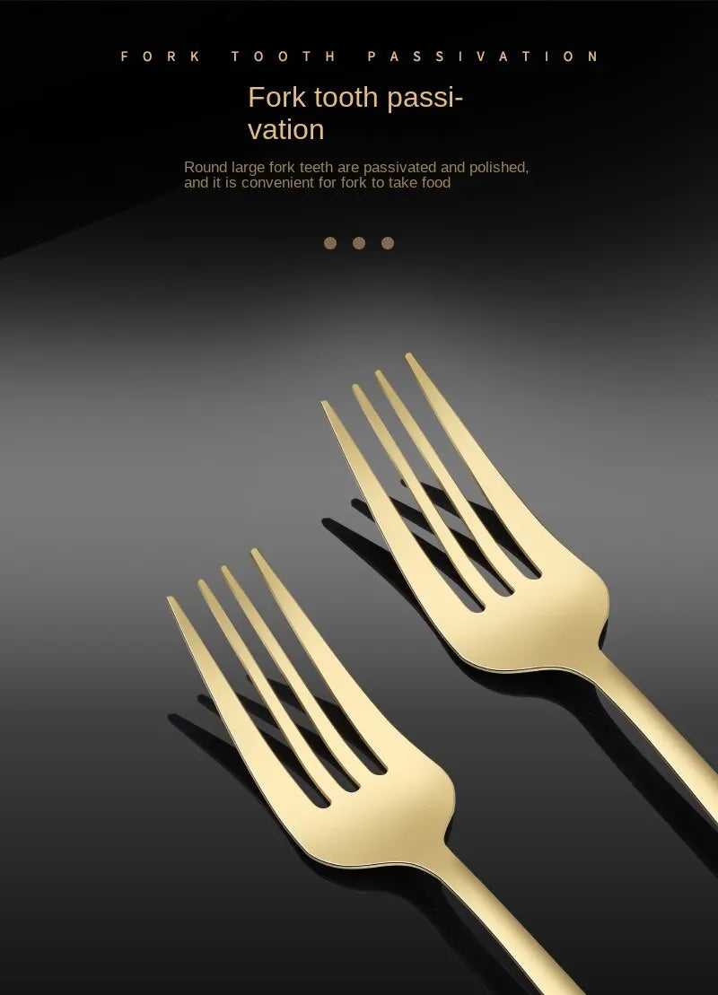 4Pcs Golden Cutlery Set Stainless Steel Knife Fork Spoon Tableware Flatware Set Festival Kitchen Dinnerware Gift